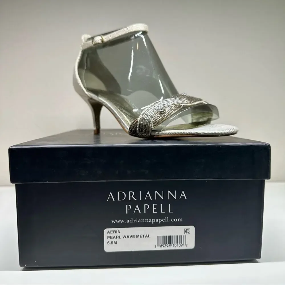NWB | Adrianna Papell | Aerin Dress Sandal | Pearl Wave Metal | 6.5 M US
